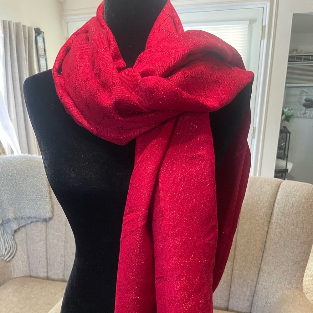 Nine West Shimmering Red Scarf/Wrap